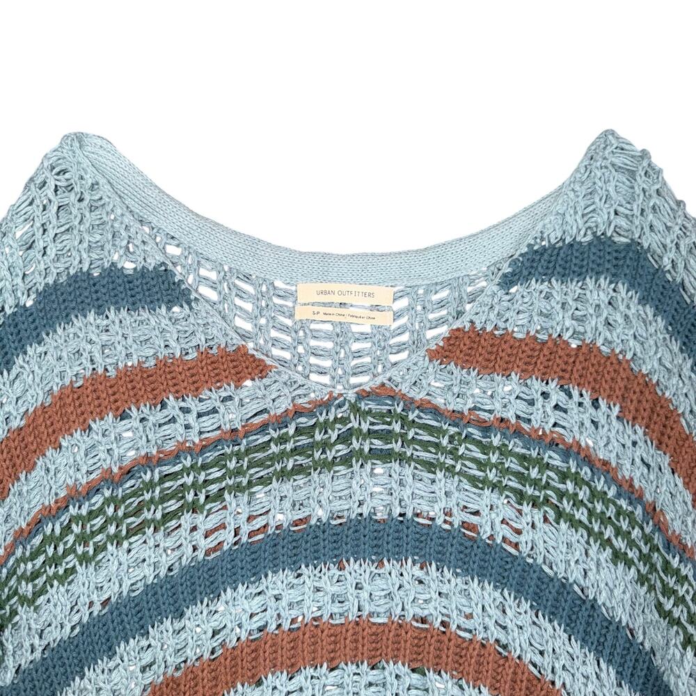 Urban Outfitters Striped Open Knit Cropped Sweater - Size Small boho beach - Picture 2 of 8